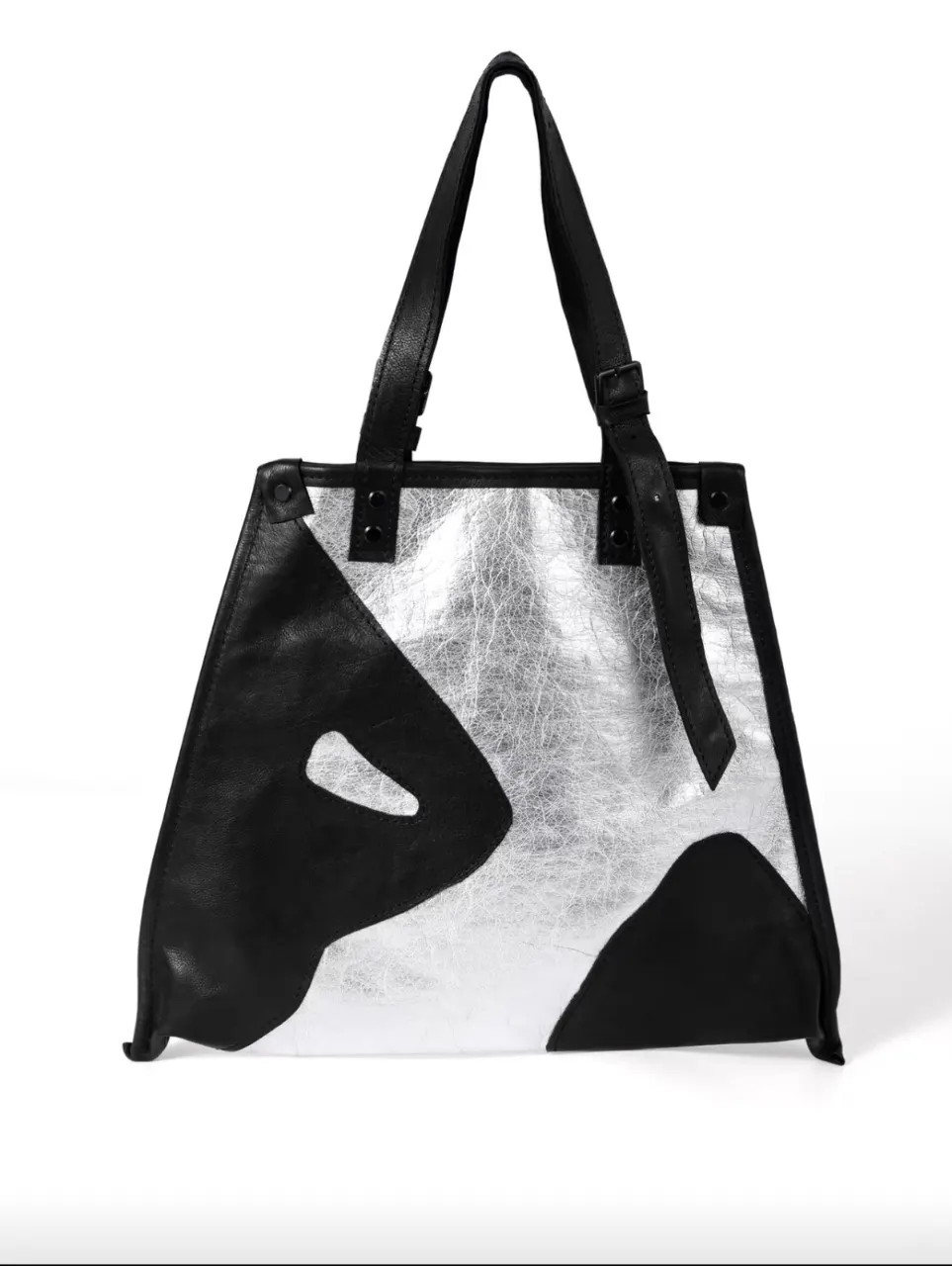 Plant Fiber Paper & Leather Mask Pattern Tote