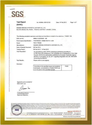 SGS Certificate